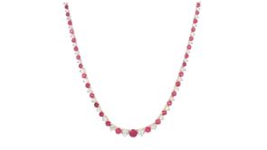 9.00 ct. t.w. Ruby and 1.50 ct. t.w. Diamond Tennis Necklace in 18kt Gold Over Sterling