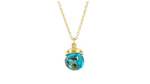 Turquoise Jewelry Set Drop Earrings and Necklace in 18kt Gold Over Sterling