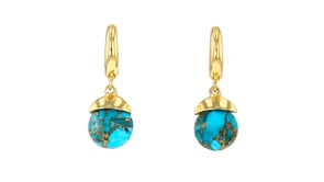 Turquoise Jewelry Set Drop Earrings and Necklace in 18kt Gold Over Sterling