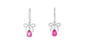 1.40 ct. t.w. Pink Topaz and .40 ct. t.w. White Topaz Bow Drop Earrings in Sterling Silver