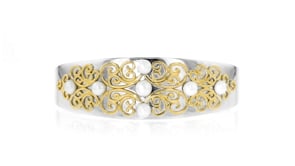 4.5-5.5mm Cultured Pearl Cuff Bracelet in Two-Tone Sterling Silver