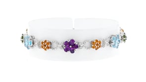 4.40 ct. t.w. Multi-Gemstone Flower Bracelet in Sterling Silver