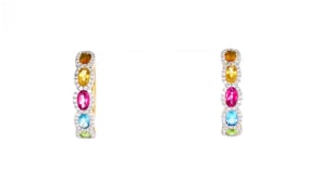2.40 ct. t.w. Multi-Gemstone Hoop Earrings in 18kt Gold Over Sterling