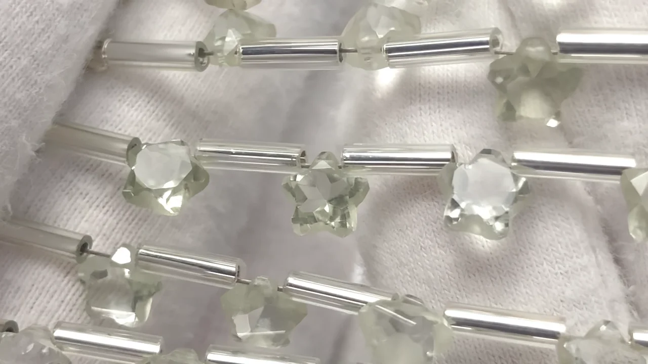 グリーンアメジスト スターカット6×6mm 1連（8粒）｜天然石ビーズの卸