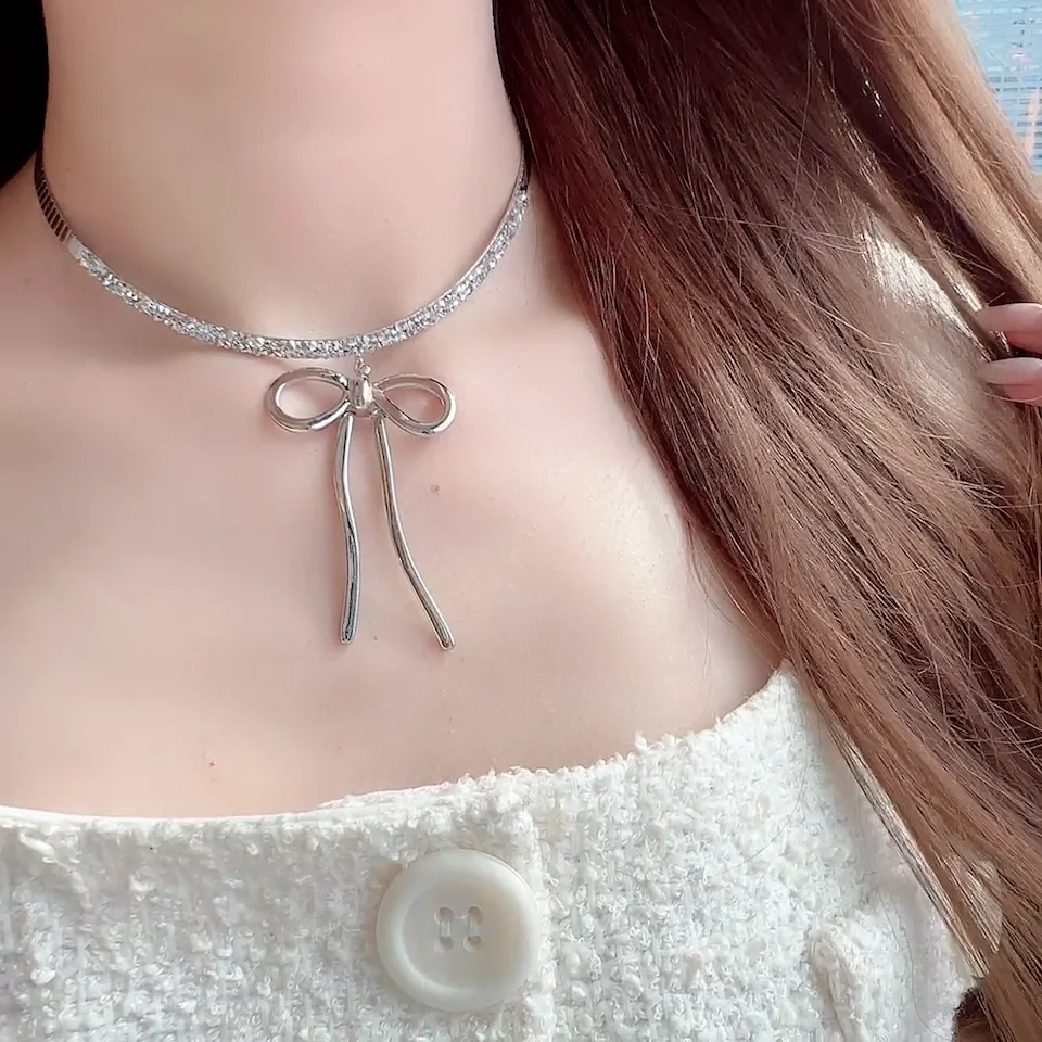 [韓国人気ジュエリー] nff ribbon tinkle necklace Jewelry Choker Ribbon ネックレス【ニッケルフリー】 | KTY