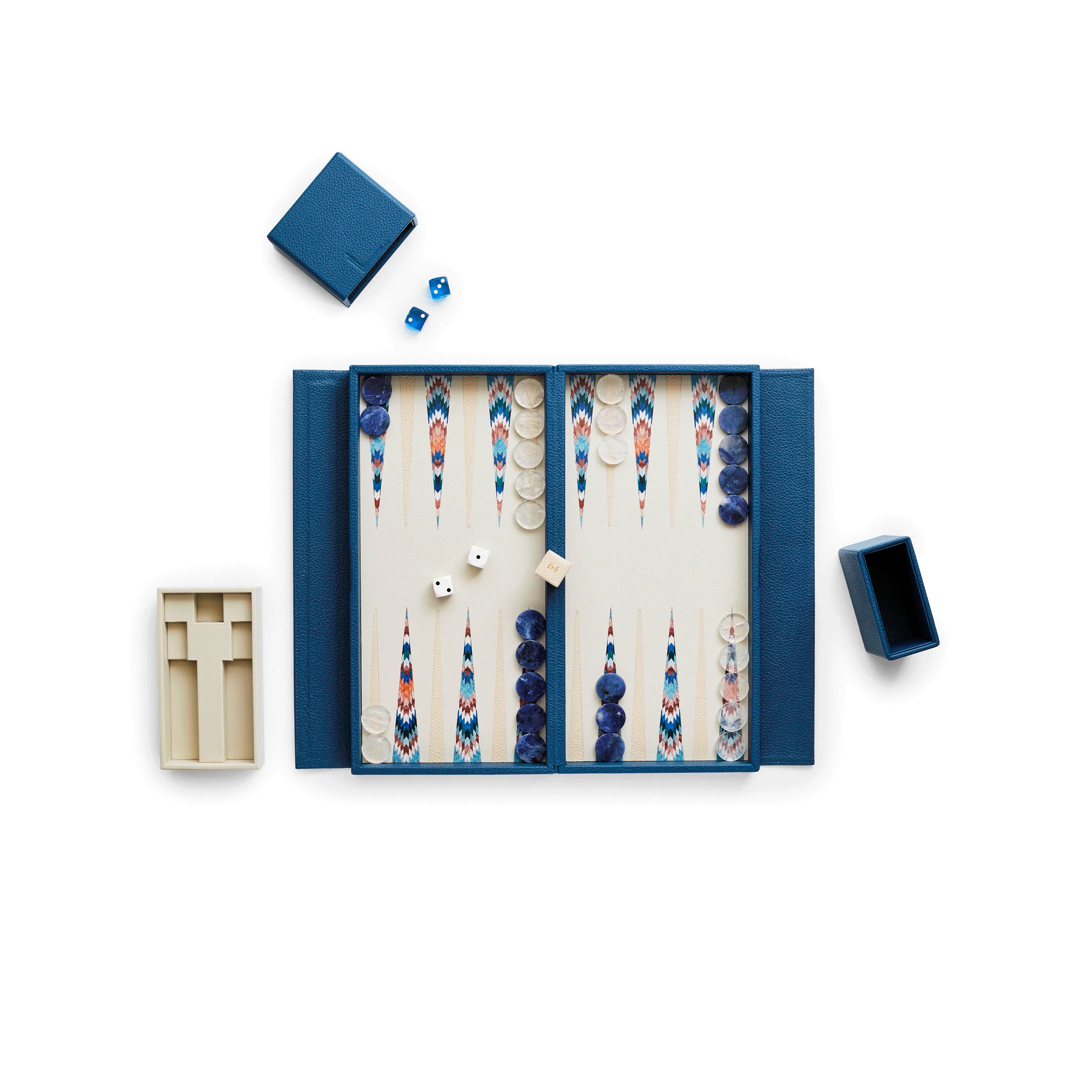 Blue Aztec Travel Backgammon Set | Alexandra Llewellyn