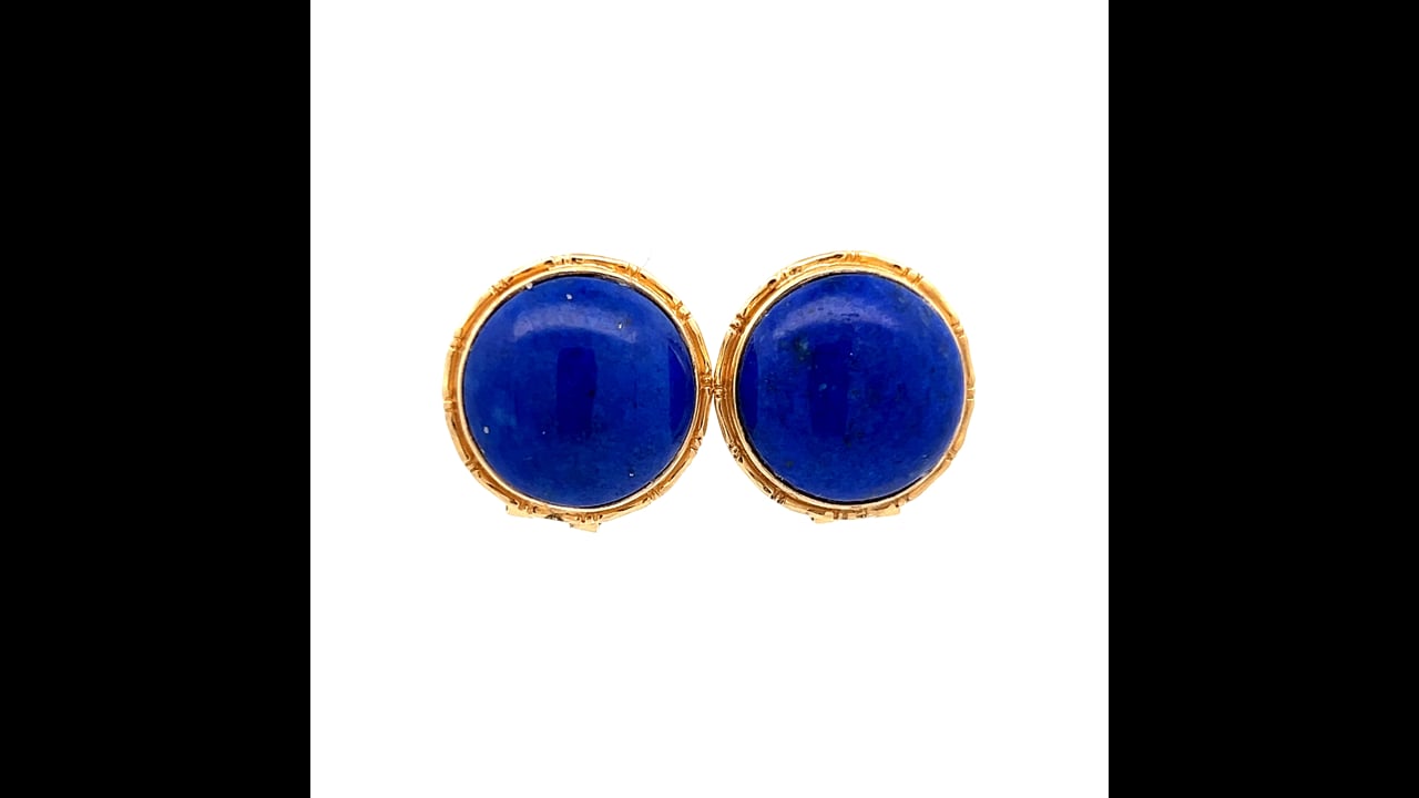 Boucles d'oreilles Lapis Lazuli Cabochon 8mm en Argent Ref. 19099