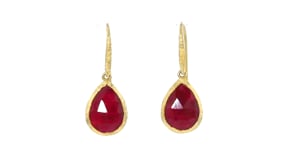 9.25 ct. t.w. Bezel-Set Ruby Drop Earrings in 18kt Gold Over Sterling