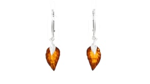 Amber Leaf Drop Earrings in Sterling Silver