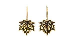 Amber Leaf Drop Earrings in 18kt Gold Over Sterling