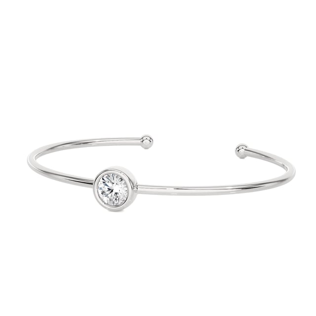 Bracciale rigido in oro bianco con diamante da 1,00 carati coltivato in laboratorio