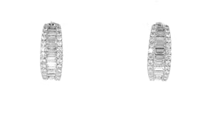 3.00 ct. t.w. Baguette and Round Lab-Grown Diamond Hoop Earrings in 14kt White Gold