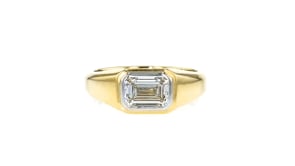 Mens 2.00 Carat Emerald-Cut Lab-Grown Diamond Ring in 14kt Yellow Gold