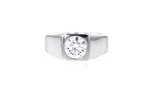Mens 2.00 Carat Bezel-Set Lab-Grown Diamond Ring in 14kt White Gold