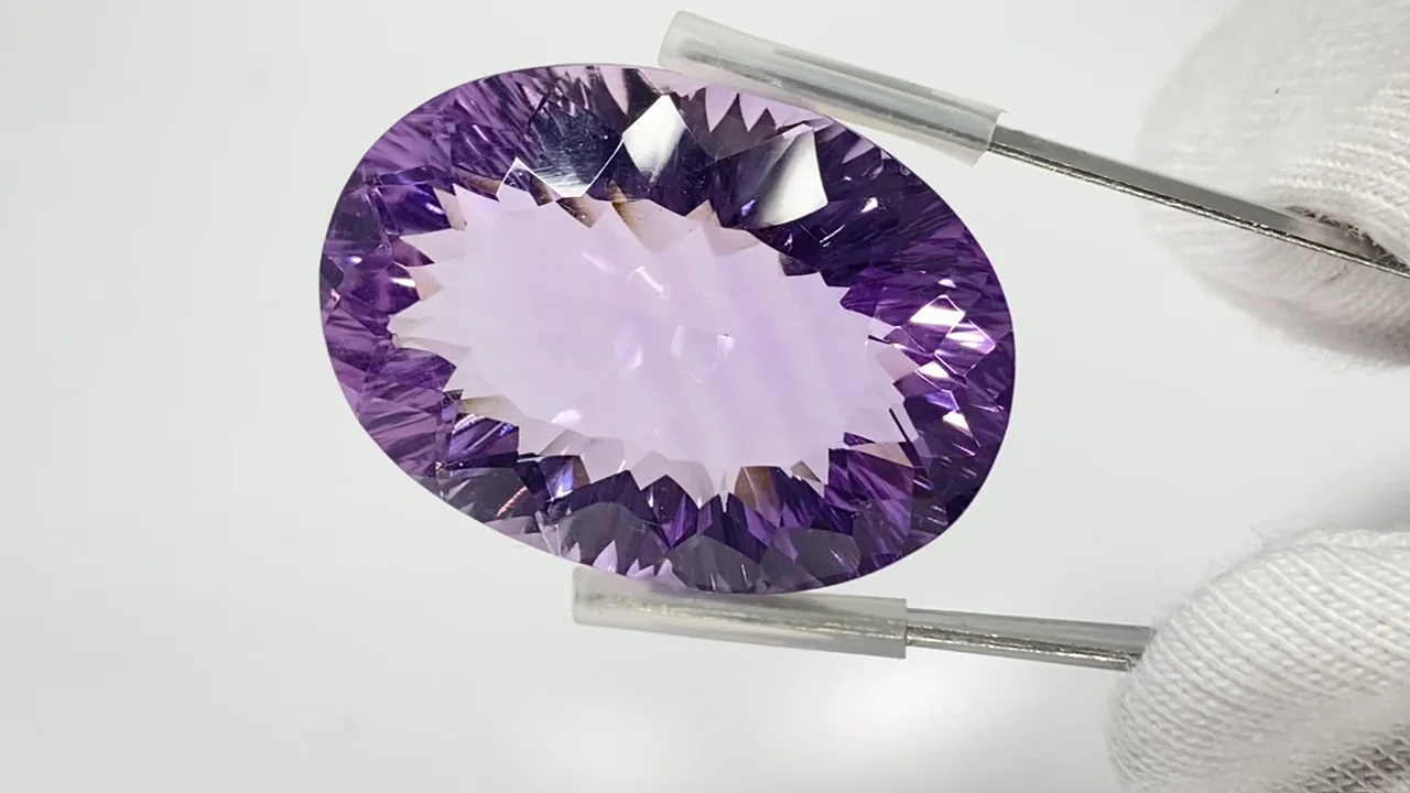 動画】【1点もの】宝石質アメジストAAA レーザーカット ルース 1個 NO