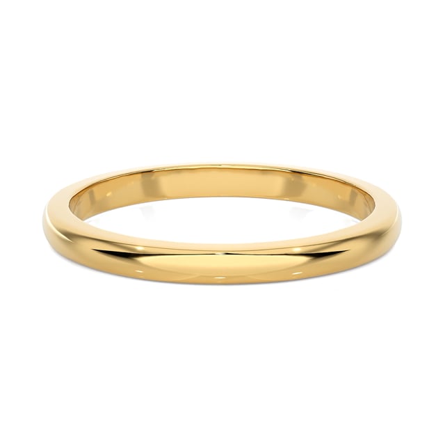 Wedding ring with a slightly domed surface of 2.00 mm in yellow gold