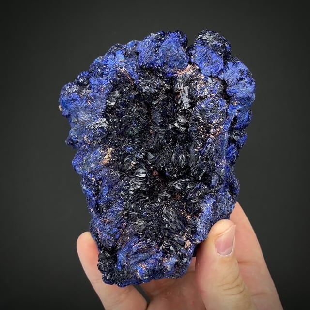 Azurite crystals in massive azurite pocket