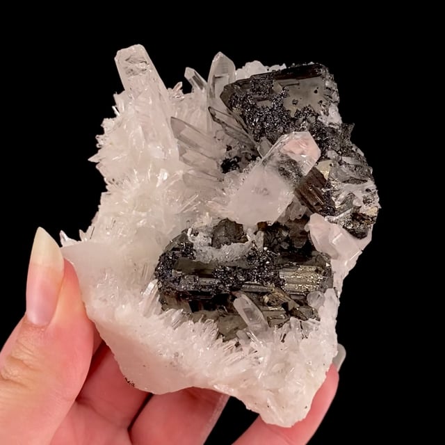 Tetrahedrite Subgroup (good sized crystals) on Quartz