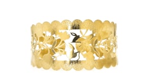 Italian 18kt Gold Over Sterling Textured and Polished Floral Cuff Bracelet