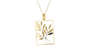 Italian 18kt Gold Over Sterling Satin and Polished Branch of Leaves Pendant Necklace