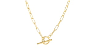 Italian 18kt Gold Vermeil Paper Clip Link Toggle Necklace