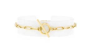 Italian 18kt Gold Vermeil Paper Clip Link Toggle Bracelet