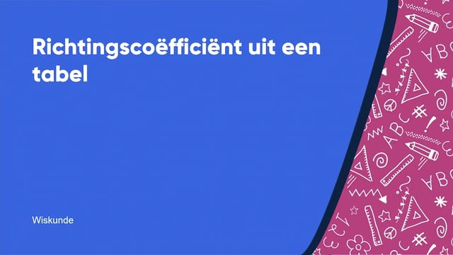 Richtingscoëfficiënt uit een tabel