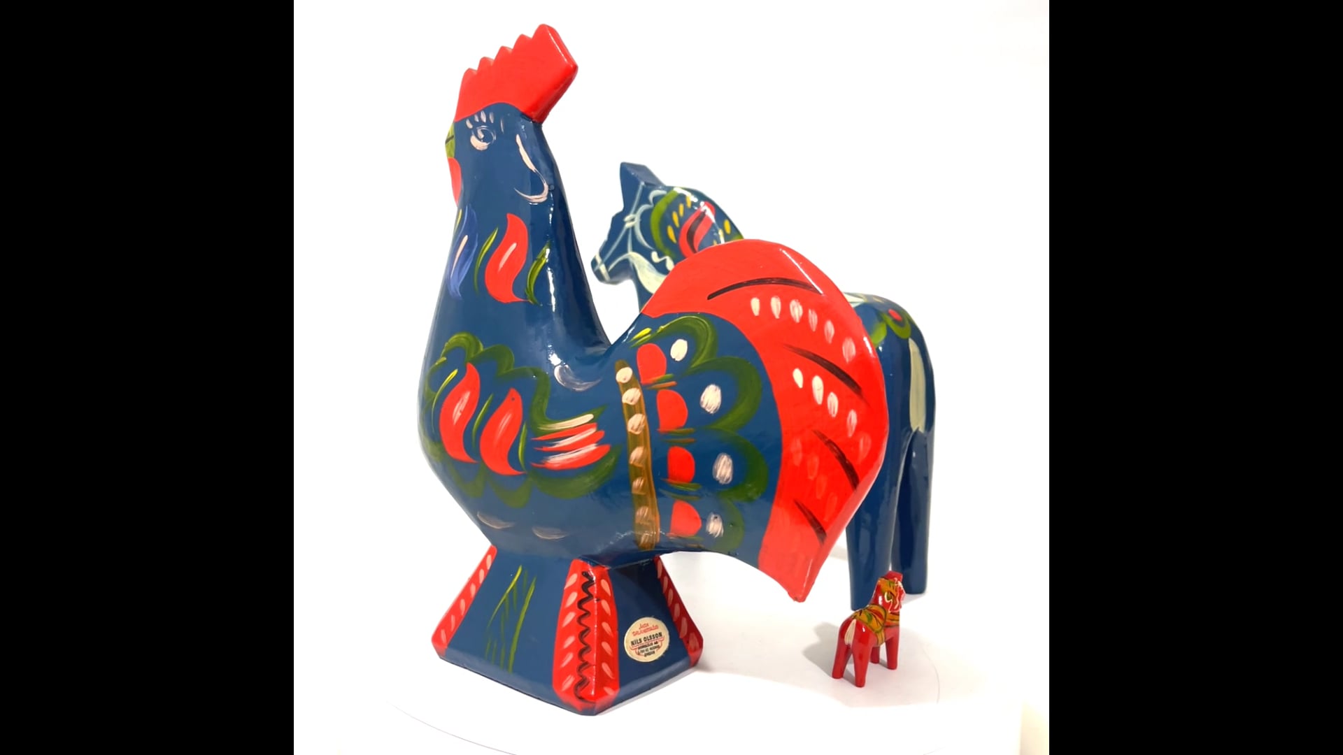 Cheval Dala Suédois Vintage - Sculpté Et Peint à La Main - Grannas Olsson