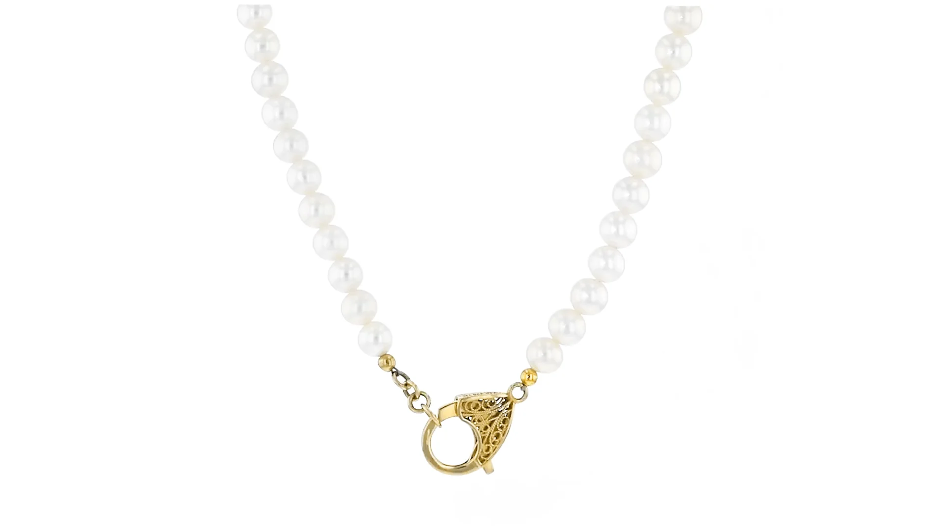 6.5-7mm Cultured Pearl Lobster Clasp Necklace in 18kt Gold Over