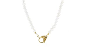 6.5-7mm Cultured Pearl Lobster Clasp Necklace in 18kt Gold Over Sterling