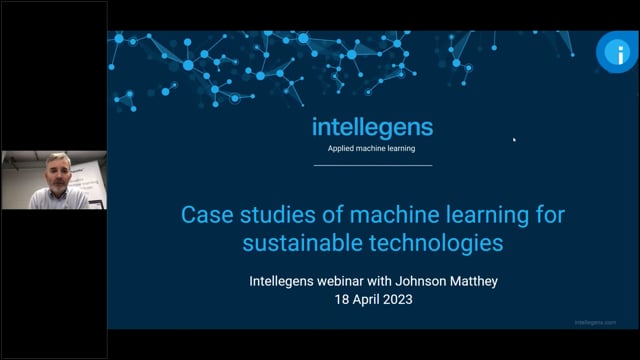 Recorded webinar - Johnson Matthey on case studies of machine learning for sustainable technologies