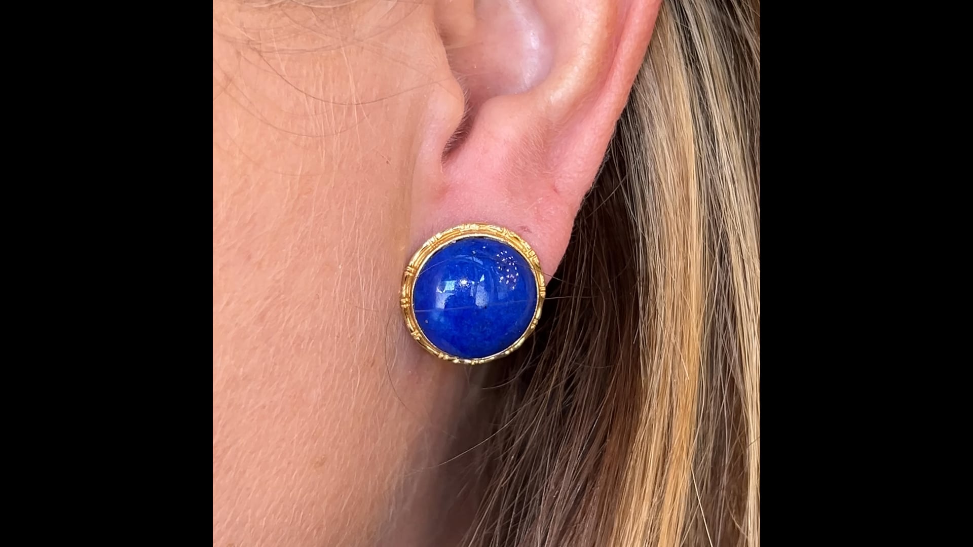 37.80 Lapis Cabochon Stud Earrings in 14k – Filigree Jewelers