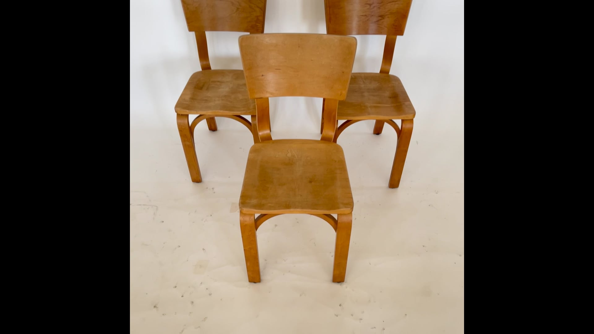 Set of Three Thonet 1216-S17-B1 Bent Plywood Saddle Seat Dining