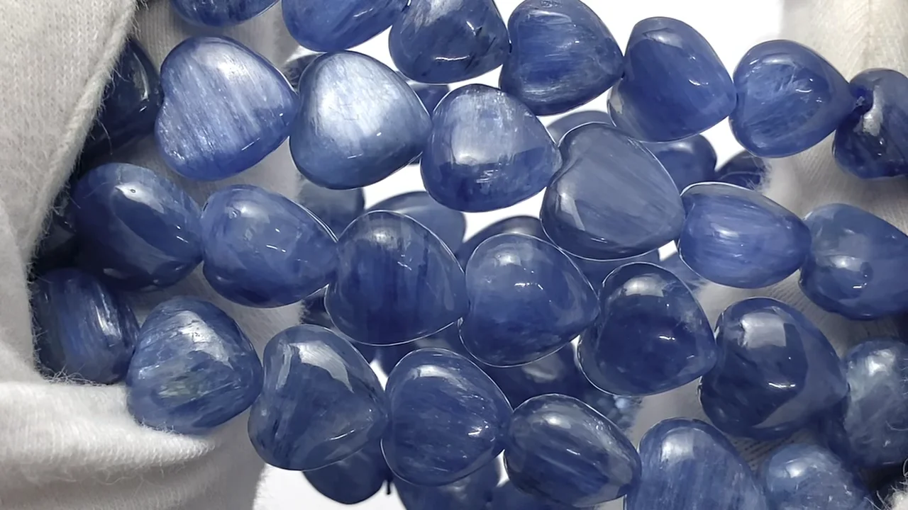 高品質カイヤナイト 縦穴ハートシェイプ10mm ブレスレット｜天然石