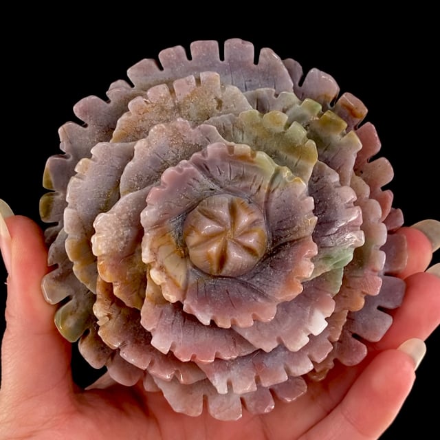 Rainbow Ocean Jasper Carving, Flower