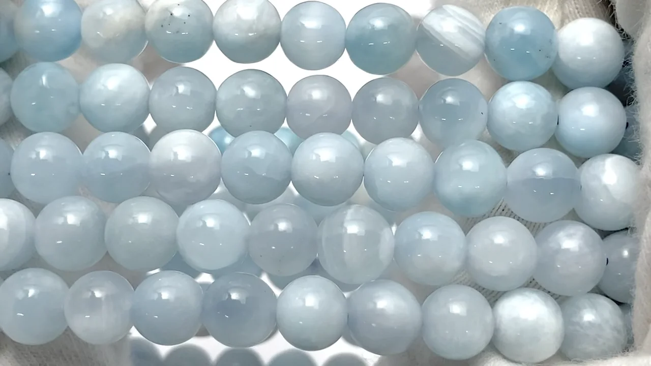 ドミニカ産アイスラリマー ラウンド6mm ブレスレット｜天然石ビーズの