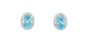 2.40 ct. t.w. Blue and White Lab-Grown Diamond Earrings in 14kt White Gold