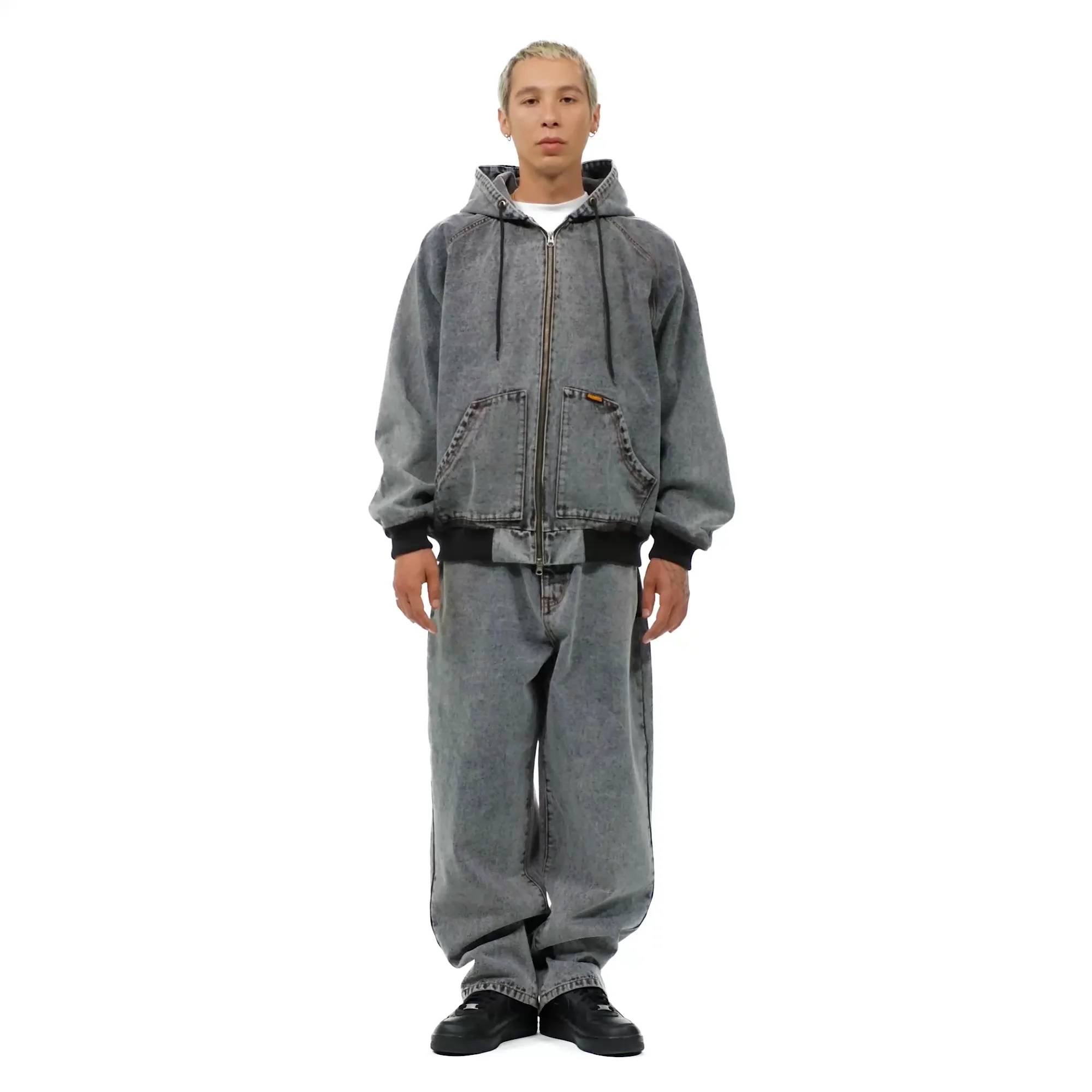 MUSINSA | WKNDRS STONE WASHED ZIPUP HOODIE (BLACK)