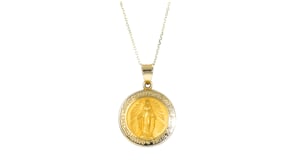 C. 1990 Vintage 14kt Yellow Gold Marian Cross Pendant Necklace