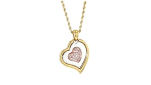 C. 2000 Vintage .36 ct. t.w. Diamond Heart Pendant Necklace in 14kt Tri-Colored Gold