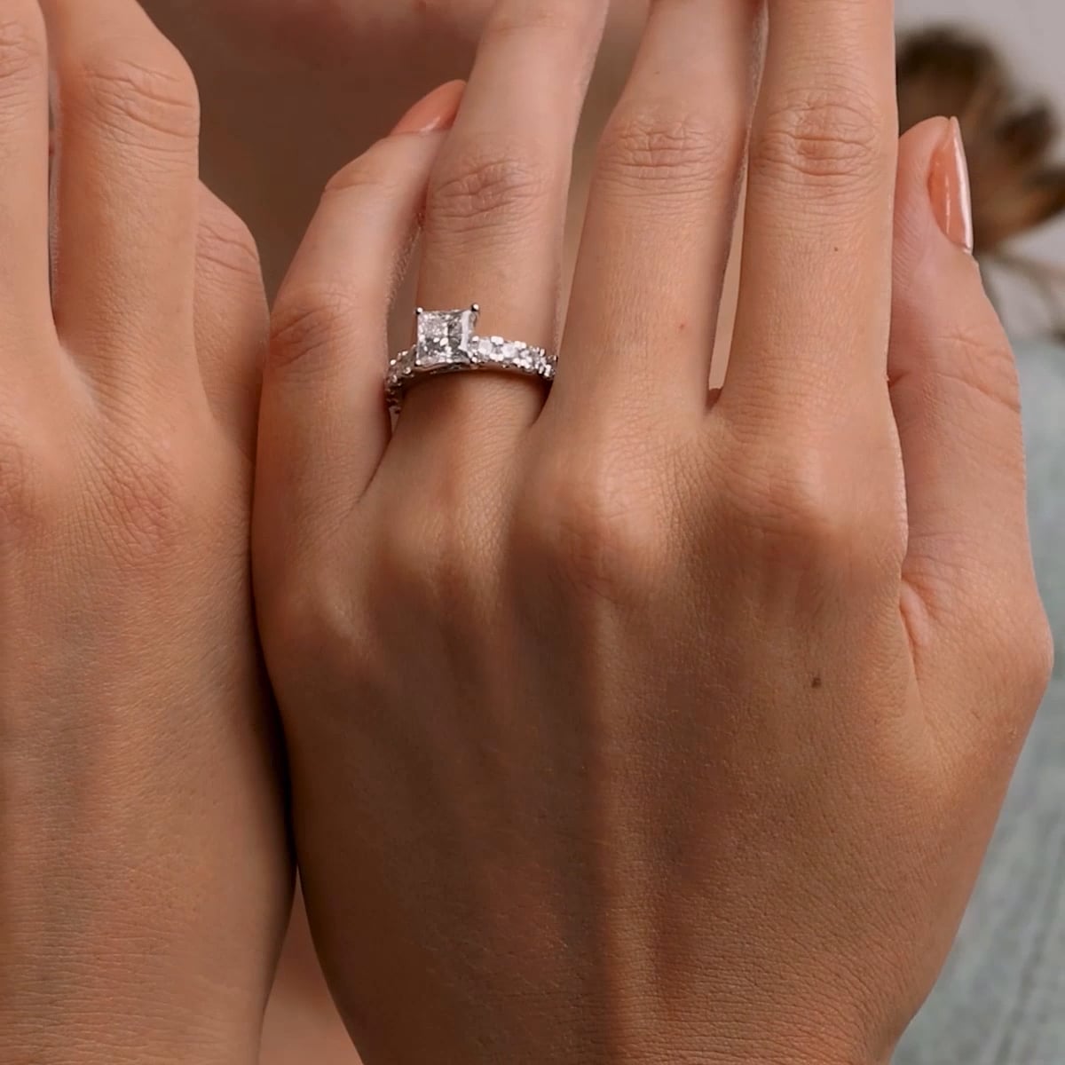 product video 2 for 2 ctw Princess Lab Grown Diamond Engagement Ring with Split Prong Side Accents