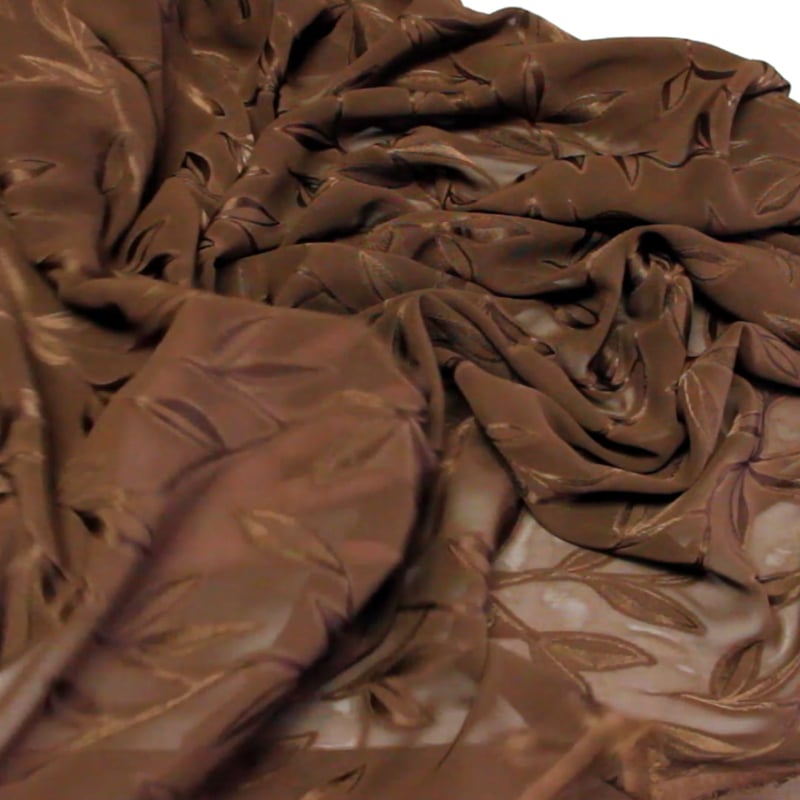 Vidéo: Crêpe 100% viscose jacquard - Feuillage marron