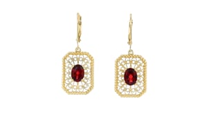 4.00 ct. t.w. Garnet Filigree Drop Earrings in 18kt Gold Over Sterling