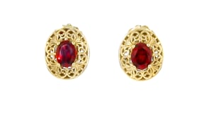 2.00 ct. t.w. Garnet Scrollwork Earrings in 18kt Gold Over Sterling