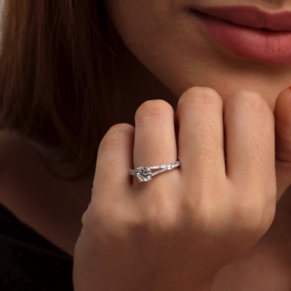 product video 2 for 1 7/8 ctw Cushion Lab Grown Diamond Split Shank Engagement Ring