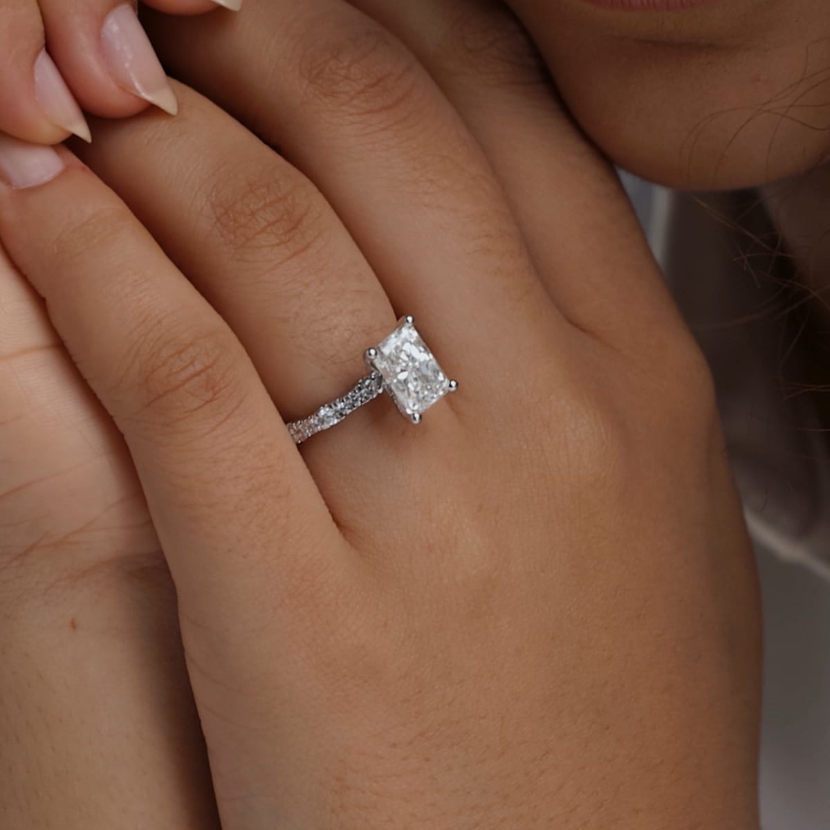 product video 2 for 2 1/2 ctw Radiant Lab Grown Diamond Station Engagement Ring