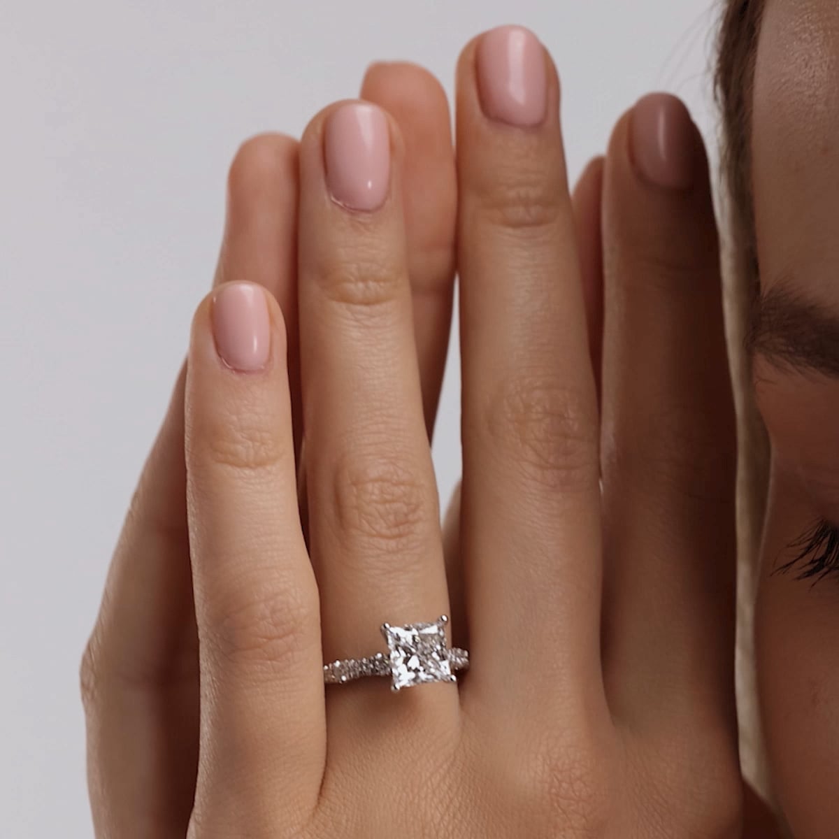 product video 2 for 3 1/2 ctw Princess Lab Grown Diamond Station Engagement Ring