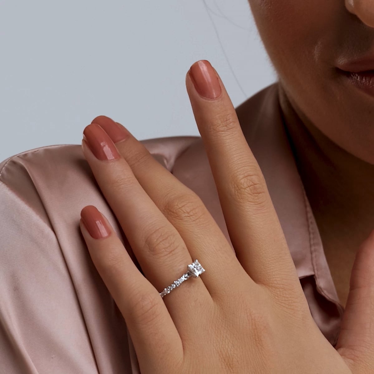 product video 2 for 1 1/3 ctw Princess Lab Grown Diamond Station Engagement Ring