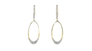 .33 ct. t.w. Diamond Oval-Shaped Hoop Drop Earrings in 14kt Yellow Gold