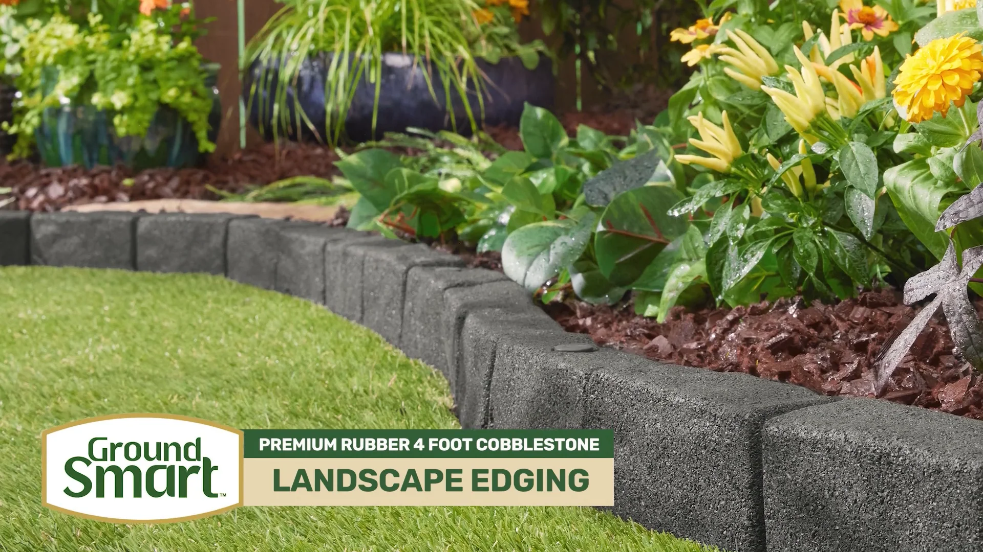GroundSmart Premium Rubber 4 Foot Cobblestone Landscape Edging with ...